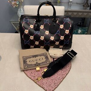 Gucci x Pikarar Animal Toast Leather Medium Duffle Bag